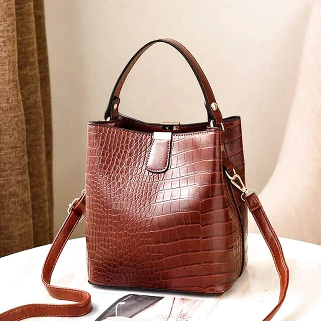 Sac à main bandoulière seau crocodile chic - Federica - Maison Elvira