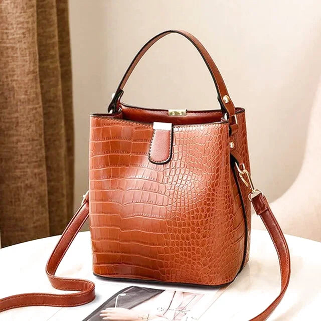 Sac à main bandoulière seau crocodile chic - Federica - Maison Elvira