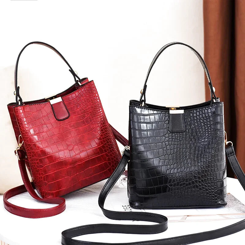 Sac à main bandoulière seau crocodile chic - Federica - Maison Elvira