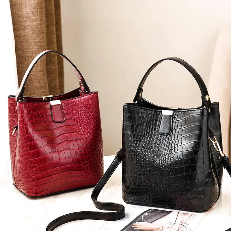 Sac à main bandoulière seau crocodile chic - Federica - Maison Elvira