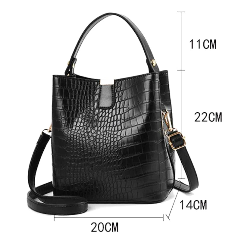 Sac à main bandoulière seau crocodile chic - Federica - Maison Elvira
