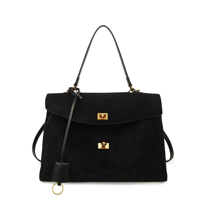 Sac à main bandoulière en cuir daim givré noble - Luciana - Maison Elvira