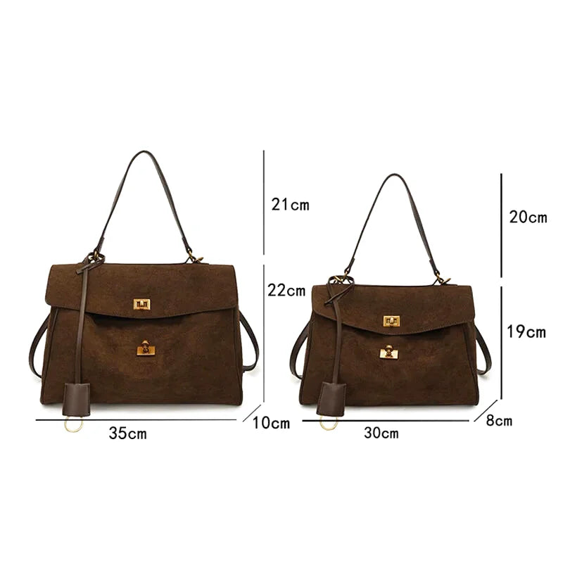 Sac à main bandoulière en cuir daim givré noble - Luciana - Maison Elvira