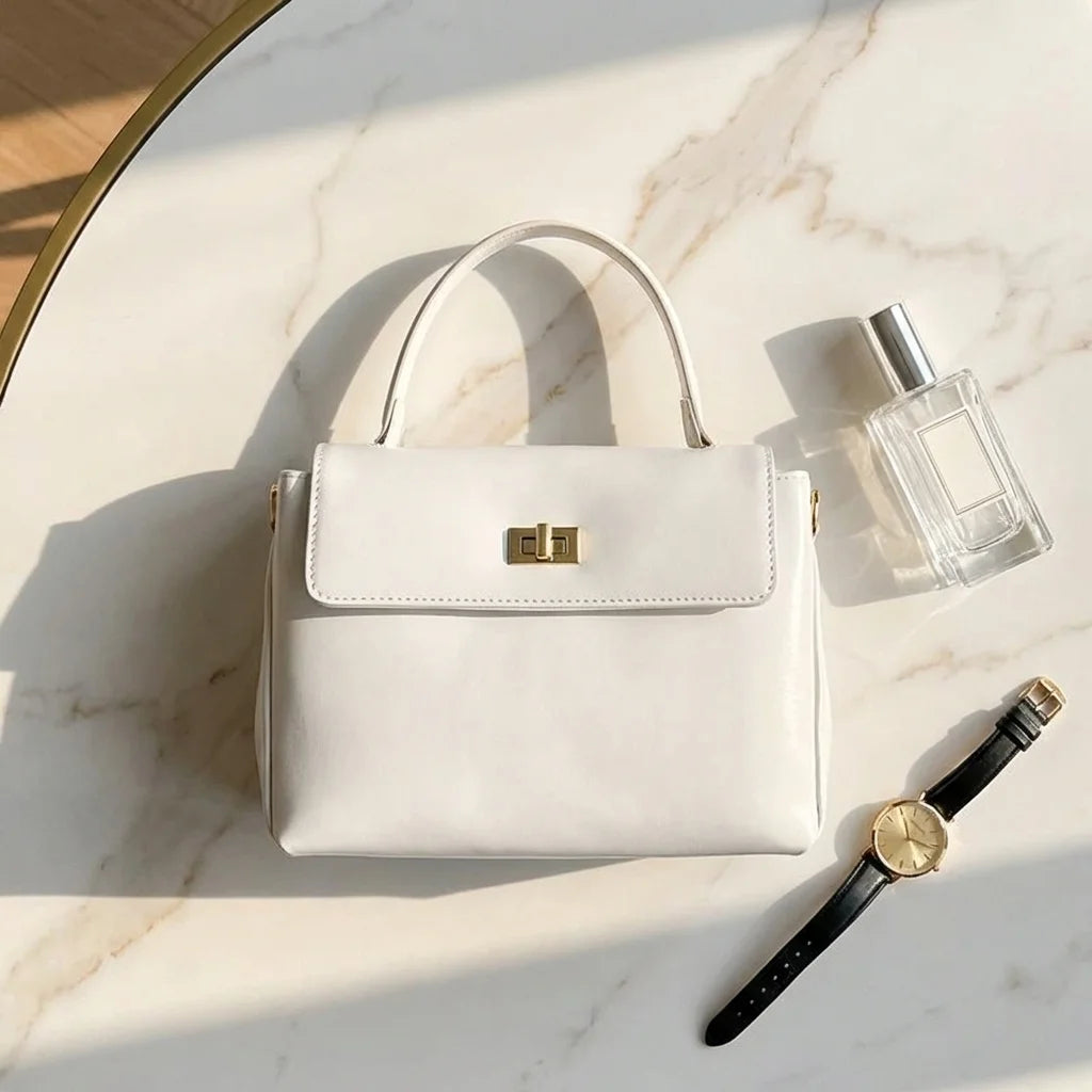 Sac à main bandoulière en cuir daim givré noble - Luciana - Maison Elvira