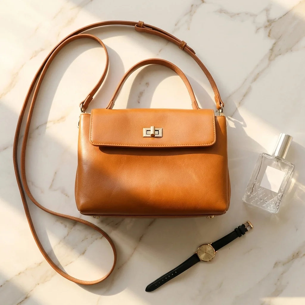 Sac à main bandoulière en cuir daim givré noble - Luciana - Maison Elvira