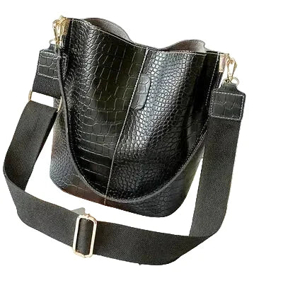 Sac à main bandoulière effet crocodile seau patiné - Francesca - Maison Elvira