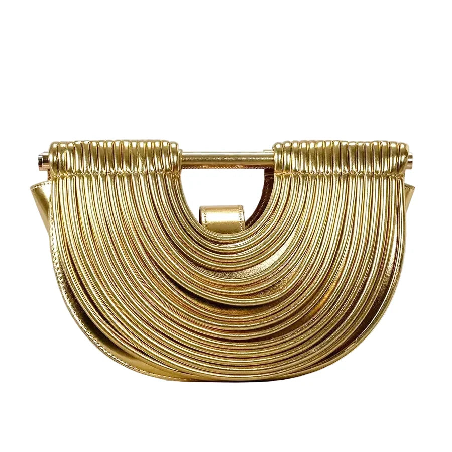 Sac à main bandoulière hobo tissé argent chic - Leandra - Maison Elvira