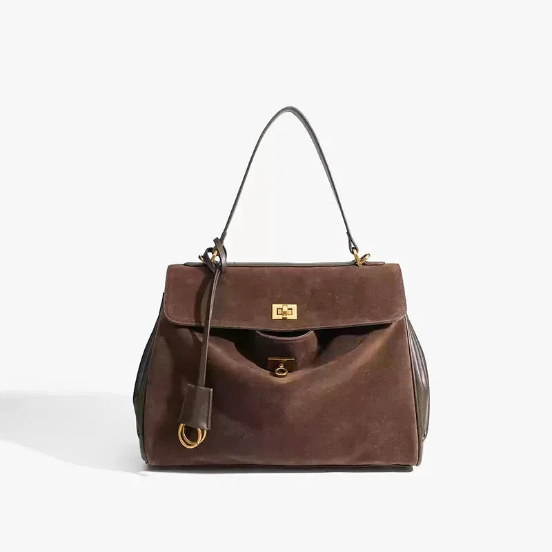 Sac à main bandoulière en cuir daim givré noble - Luciana - Maison Elvira