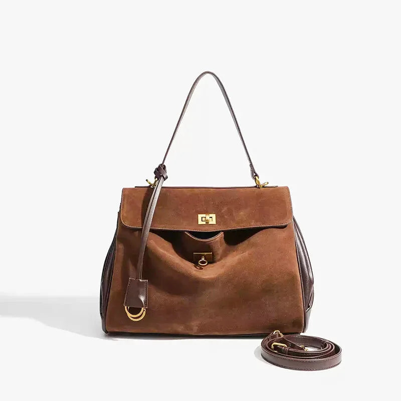 Sac à main bandoulière en cuir daim givré noble - Luciana - Maison Elvira