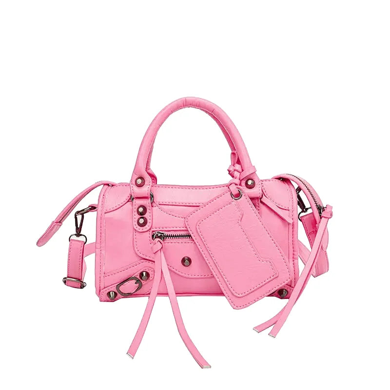 Sac à main bandoulière style moto simple à rivets - Donatella - Maison Elvira